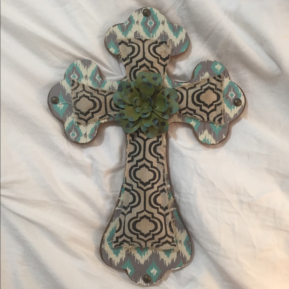 Wooden blue and green cross